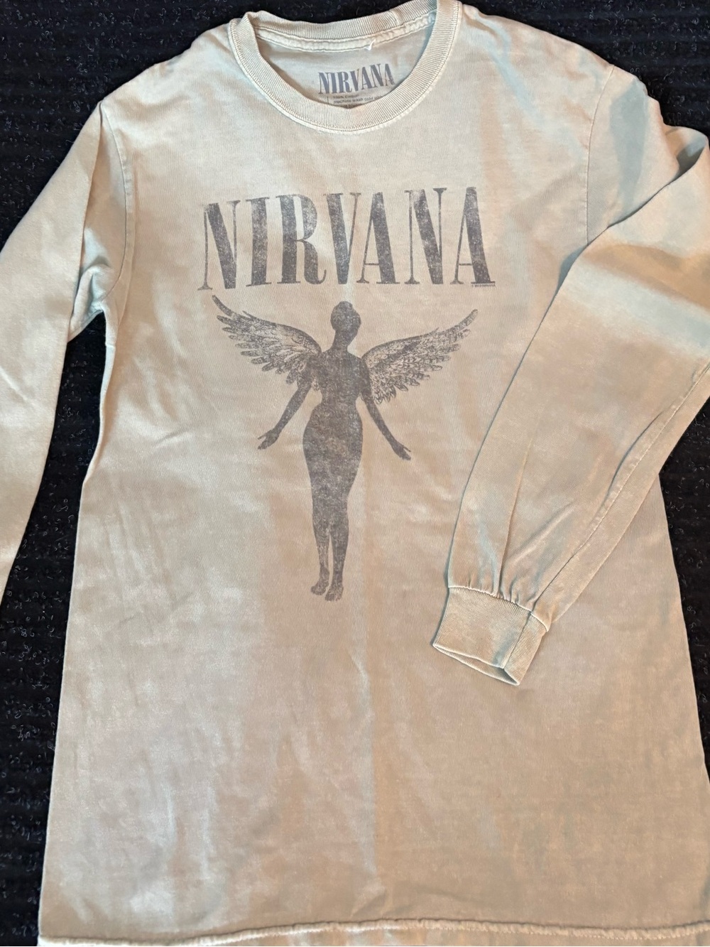 NIRVANA Long Sleeve Graphic Tee in Faded Beige-Grey